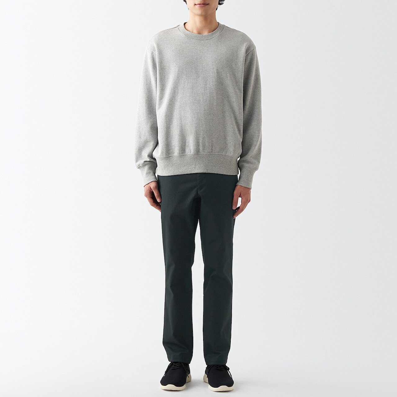 Men's Stretch Chino Slim Trousers Regular Leg Length Black