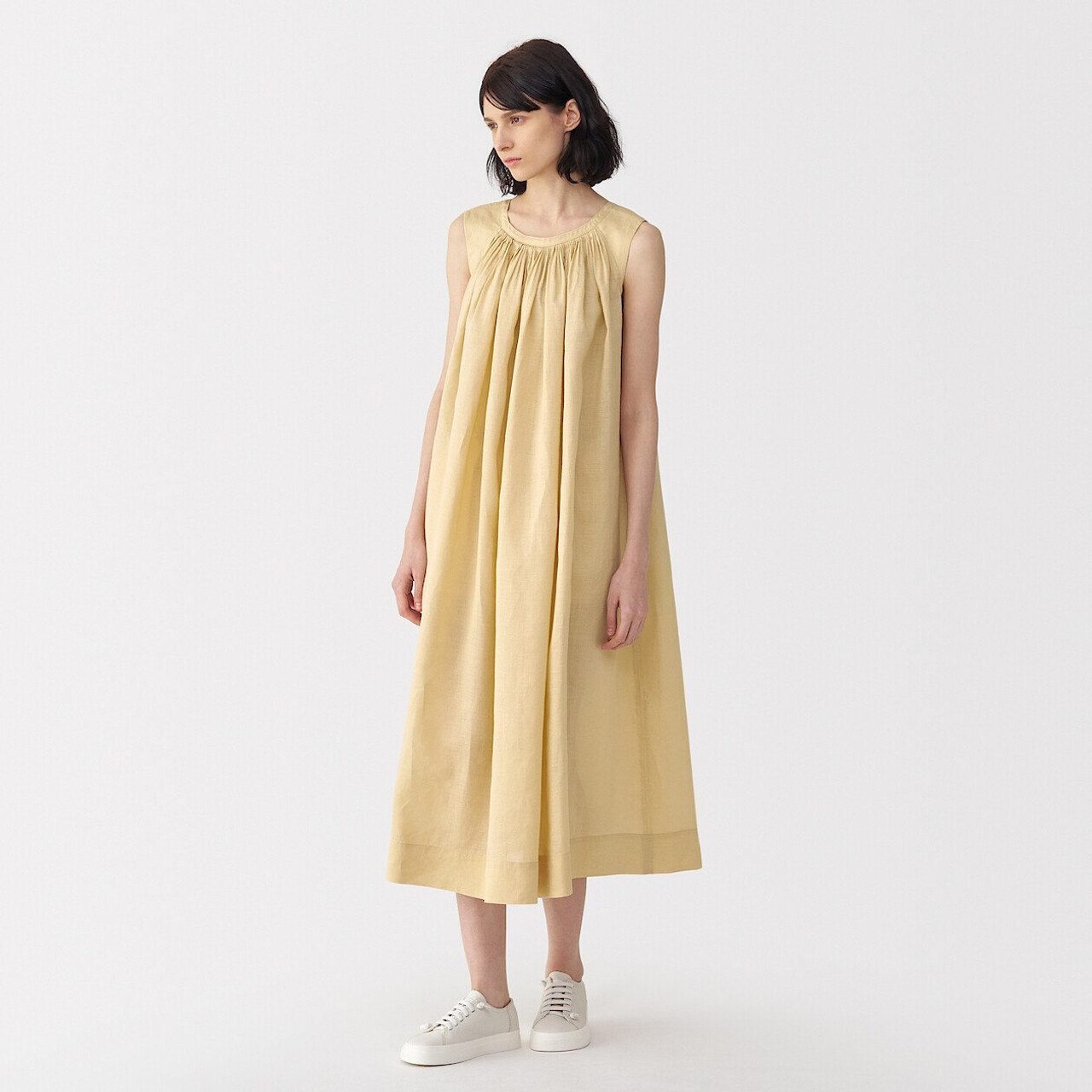 Women's Ramie Sleeveless Smock Dress