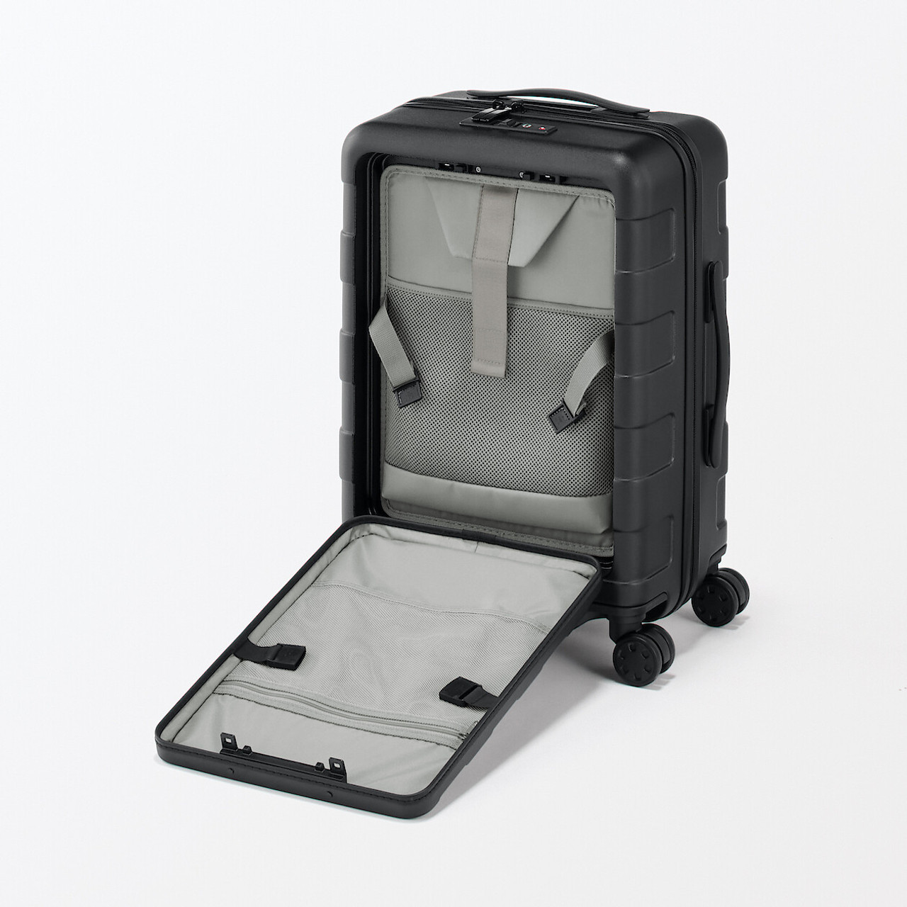 Small Hard Shell 4‐Wheel Suitcase with Front Pocket ‐ 32 L