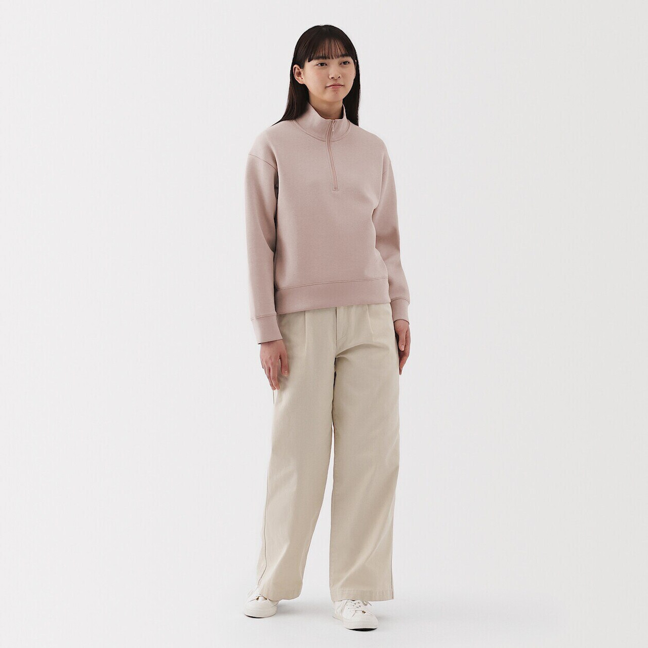 Women's Cotton Blend Double‐Knitted Half‐Zip Sweatshirt