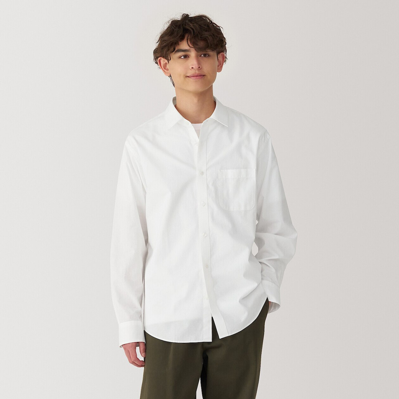 Men's Washed Broad Cotton Long Sleeve Shirt.