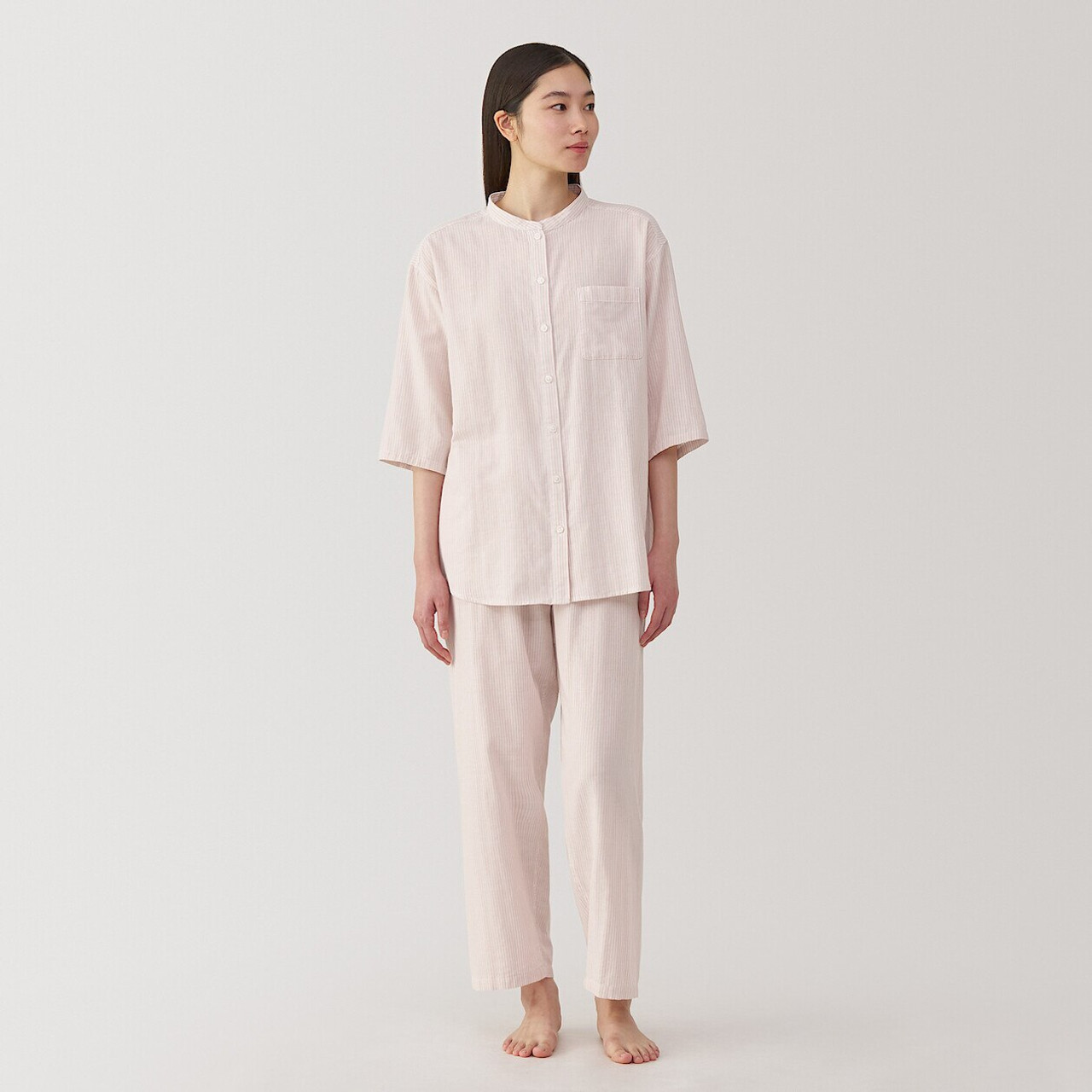 Women's Side Seamless Thin Gauze 3/4 Sleeve Pyjamas