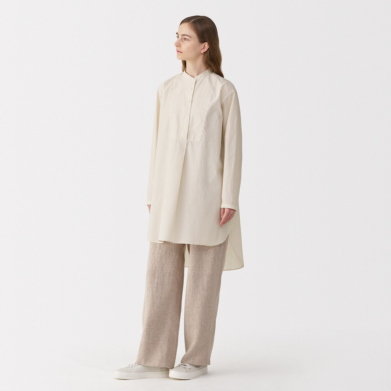 Women's Cotton and Silk Bib Front Tunic ‐ Stripe