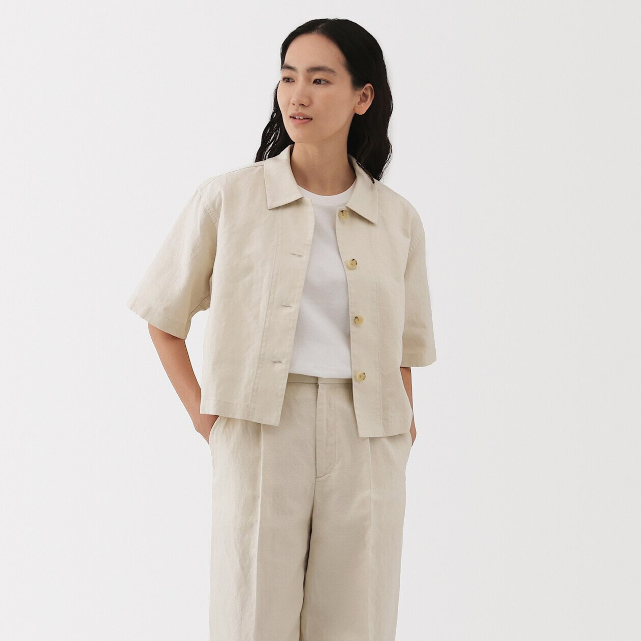 Women's Hemp Blend Twill Cropped Shirt