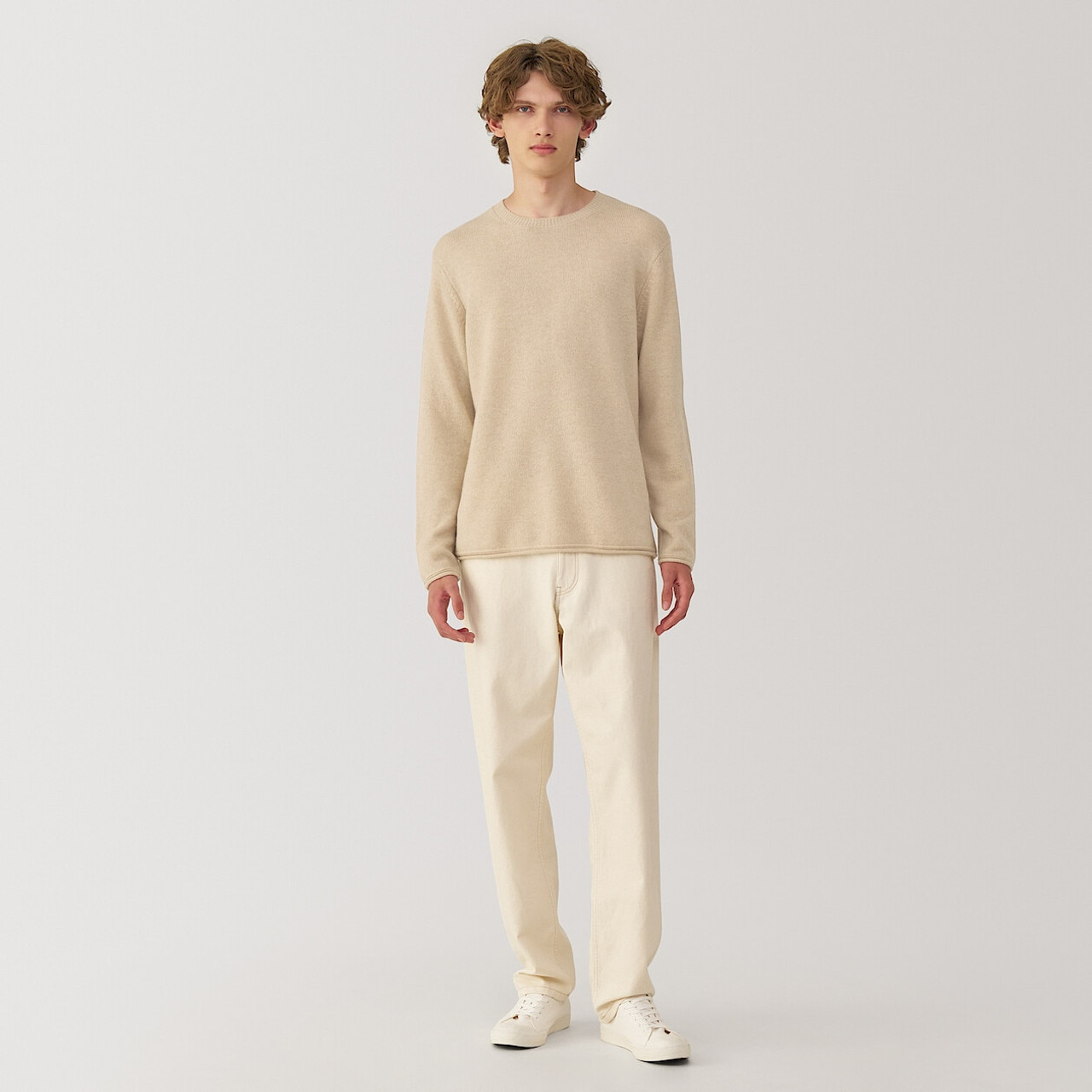 Men's Undyed Cashmere Crew Neck Jumper