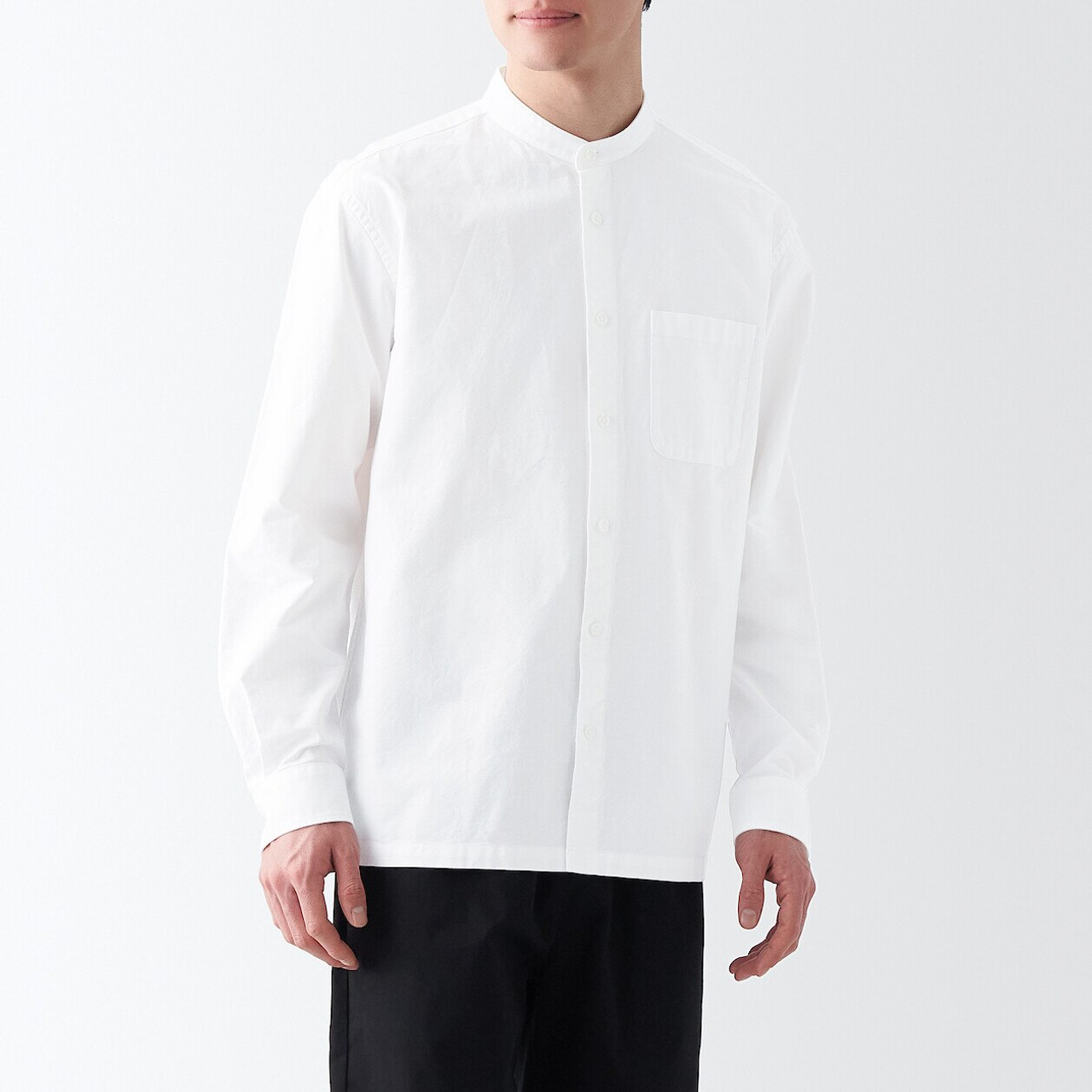 Men's Washed Oxford Stand Collar Shirt 17293