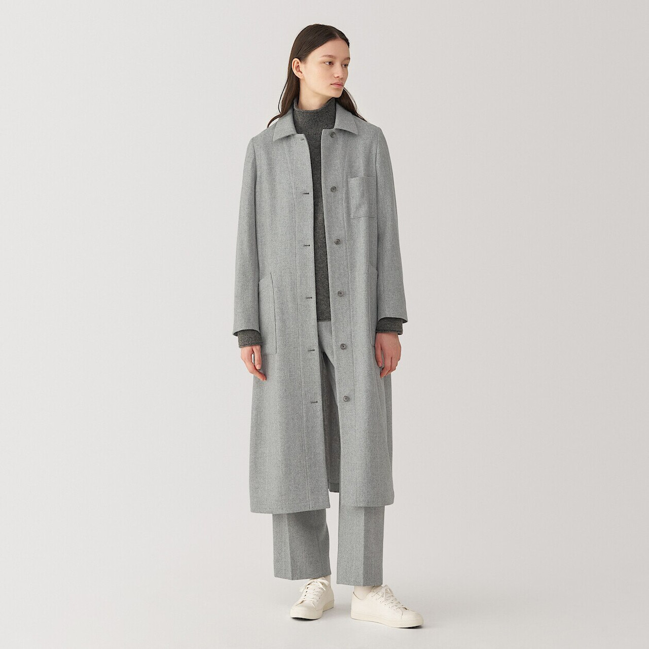 Women's Recycled Wool Blend Long Coat