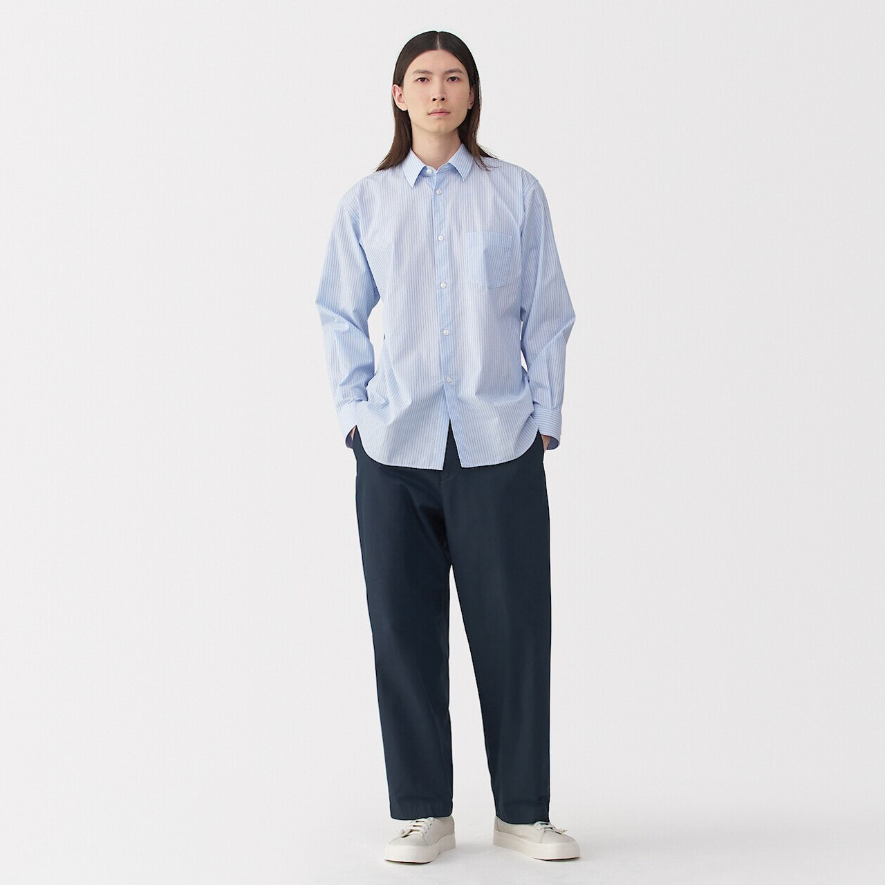 Men's Satin‐Finish Cotton Wide Leg Trousers