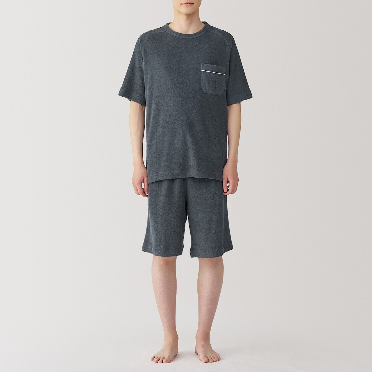 Men's Cotton Blend Pile Short Sleeve Loungewear Set