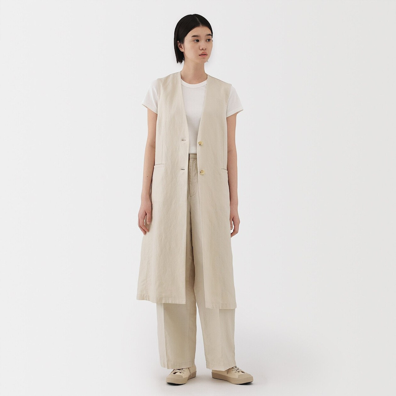 Women's Hemp Blend Twill Longline Waistcoat