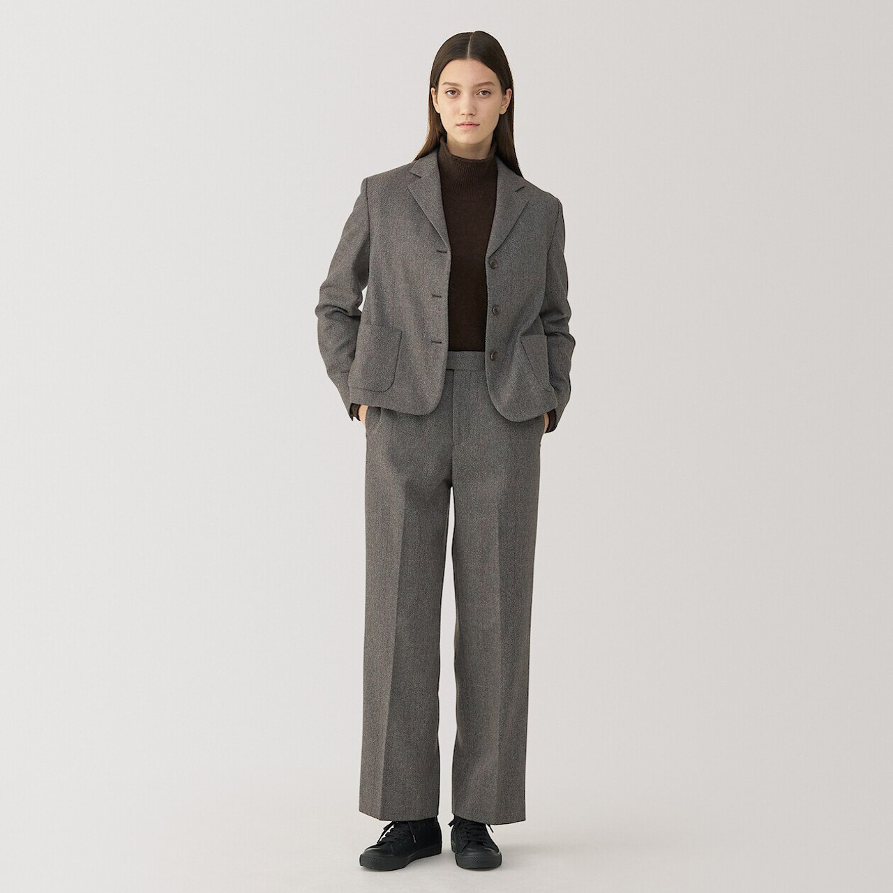 Women's Wool Blend Straight Leg Trousers