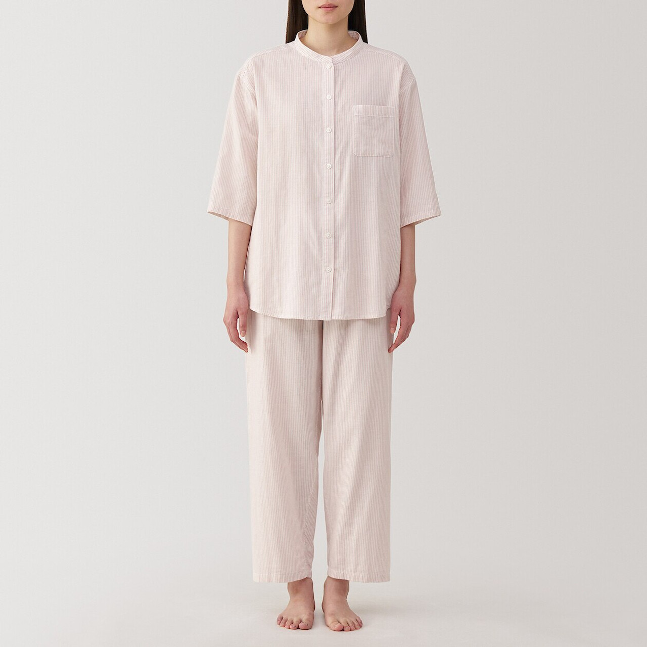 Women's Side Seamless Thin Gauze 3/4 Sleeve Pyjamas