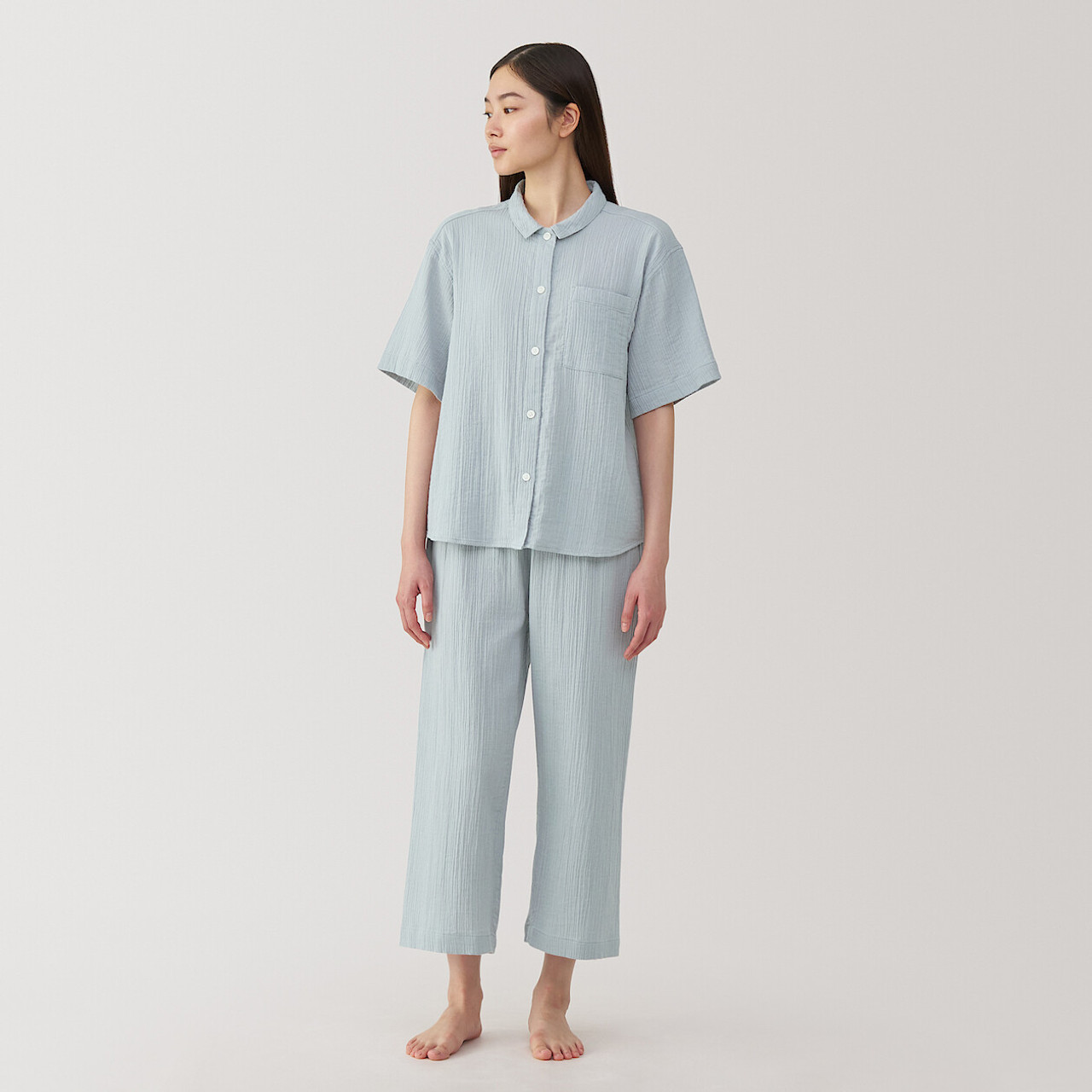 Women's Side Seamless Crepe Gauze Short Sleeve Pyjamas