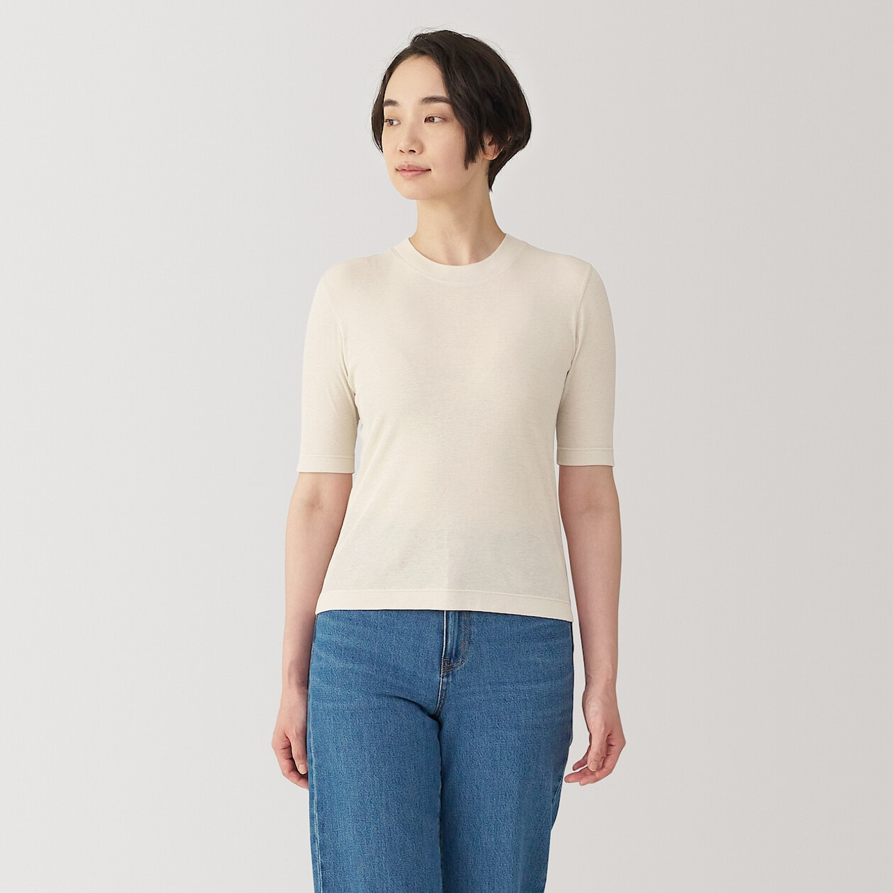 Women's Soyfibre Blend Ribbed Crew Neck Half Sleeve T‐shirt