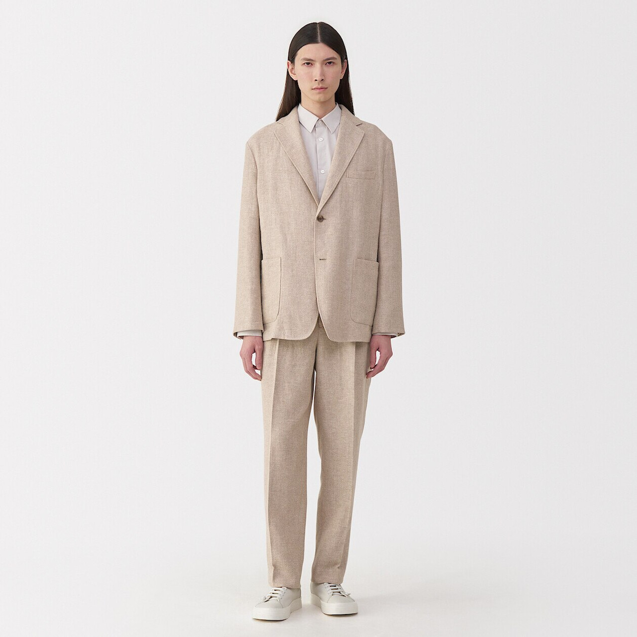Men's Linen and Wool Straight Leg Trousers