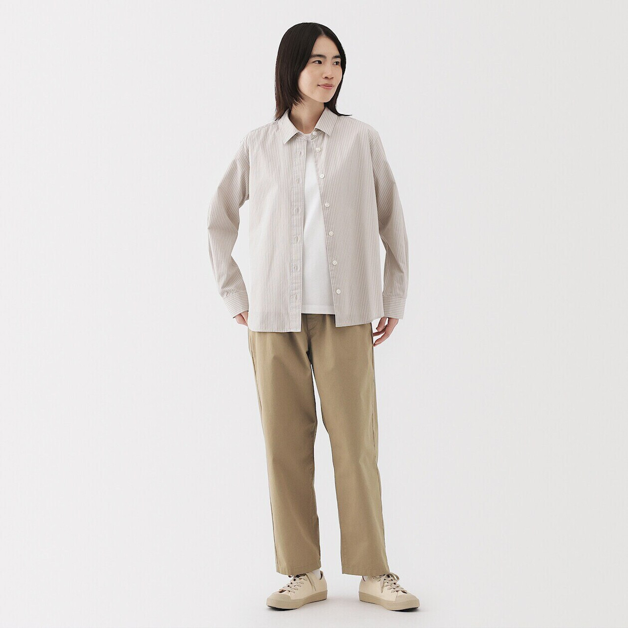 Women's Cotton Elasticated Waist Tapered Leg Trousers