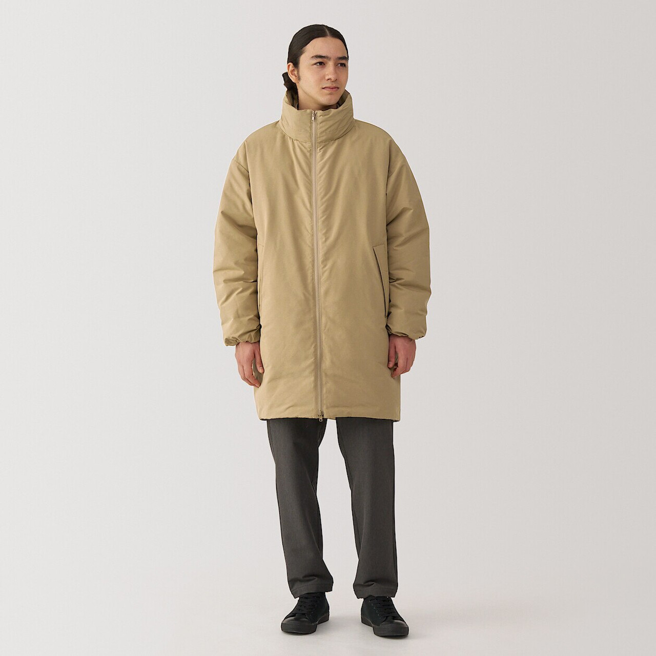 Men's Down Stand Collar Long Coat