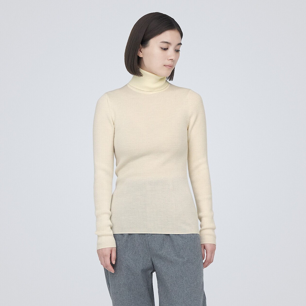 Women's Fine Knit Wool Ribbed Turtle Neck Jumper 18267