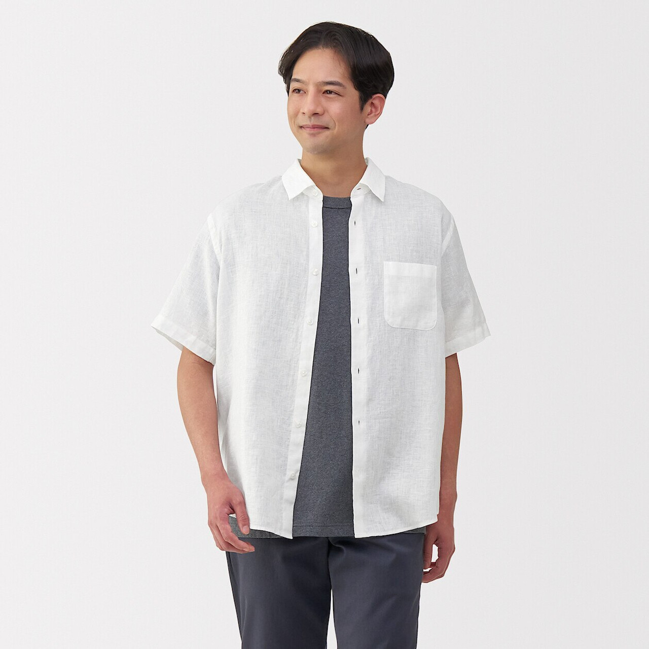Men's Washed Linen Short Sleeve Shirt