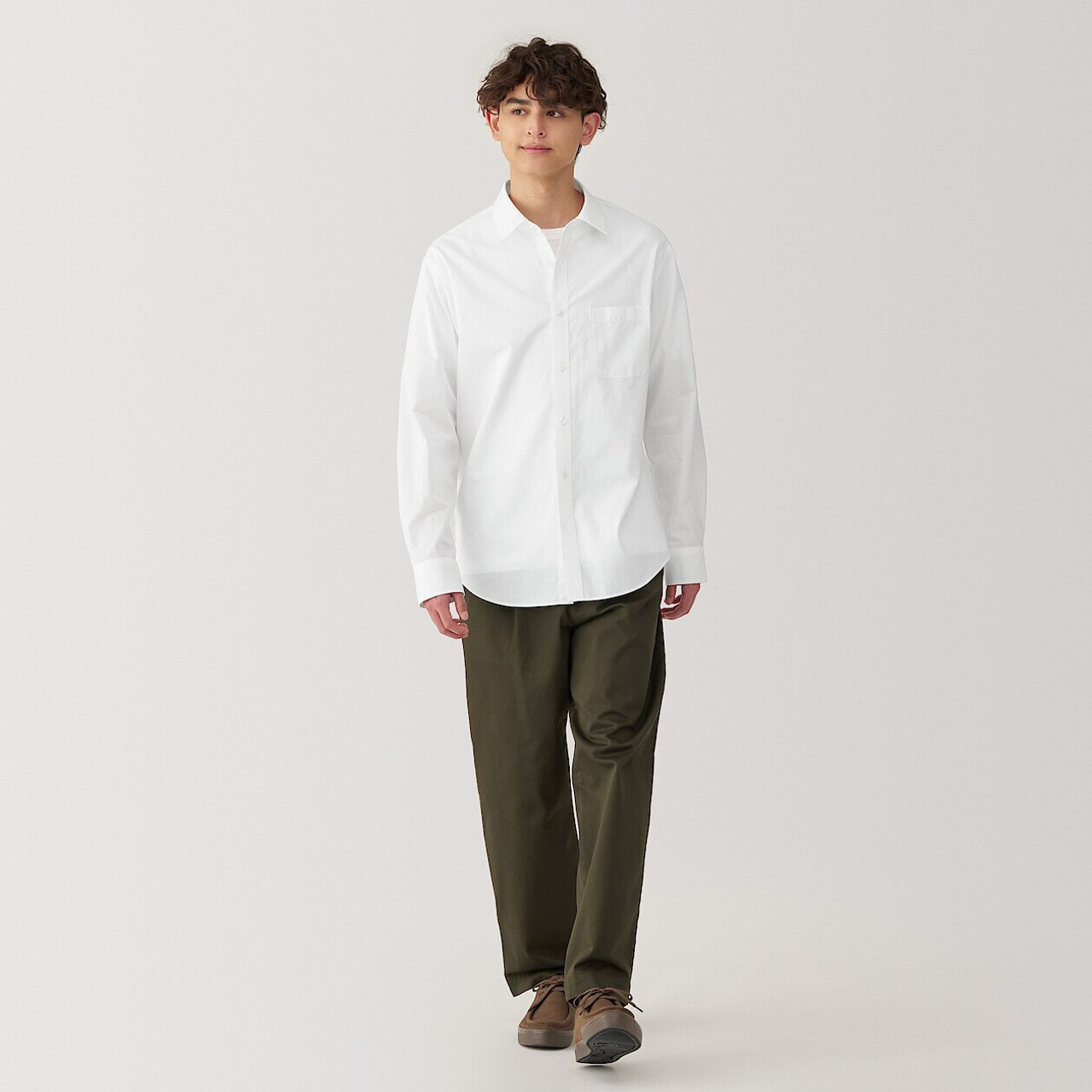 Men's Washed Broad Cotton Long Sleeve Shirt.
