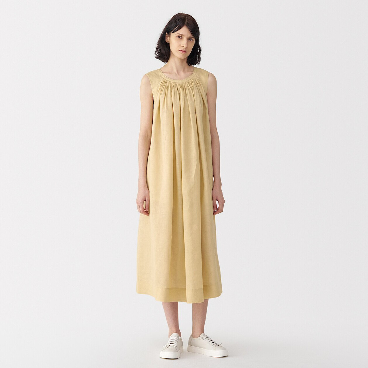 Women's Ramie Sleeveless Smock Dress