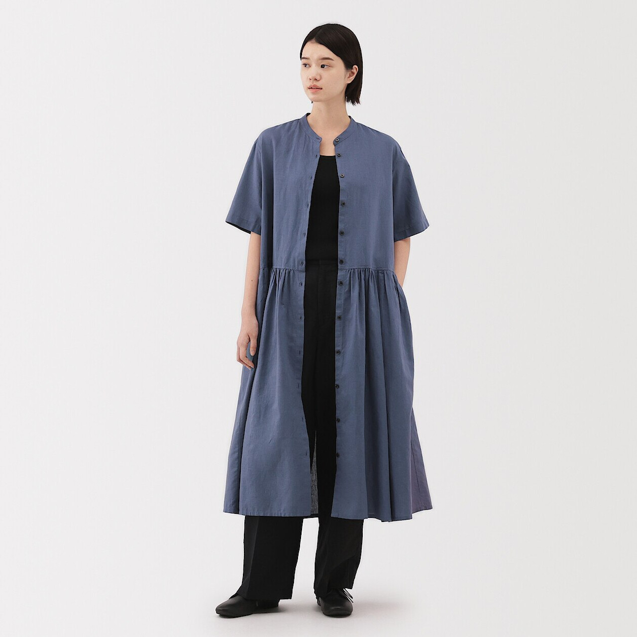 Women's Hemp Blend Short Sleeve Shirt Dress