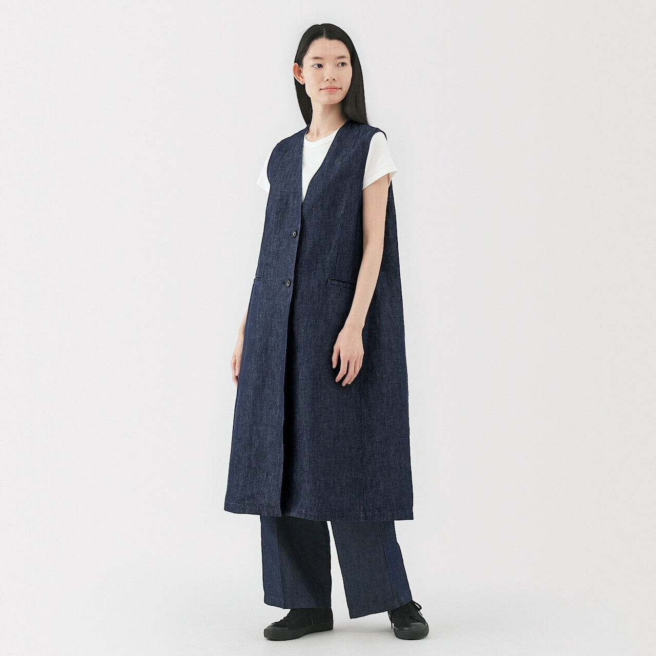 Women's Hemp Blend Denim Longline Waistcoat