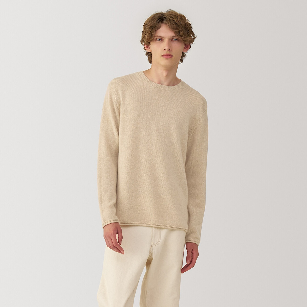 Men's Undyed Cashmere Crew Neck Jumper
