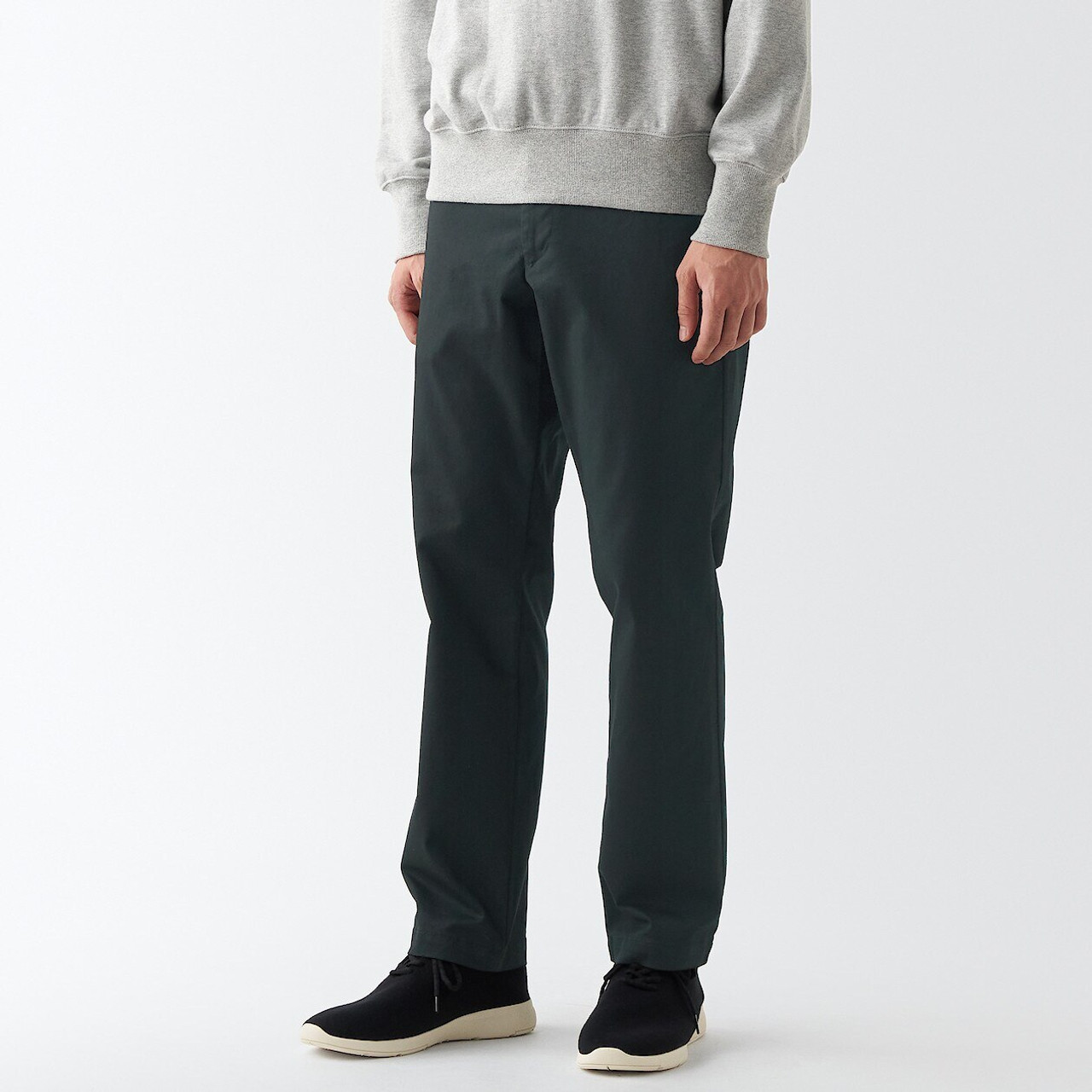 Men's Stretch Chino Slim Trousers Regular Leg Length Black