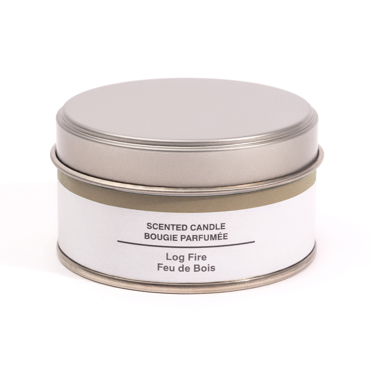 Log Fire Tin Candle