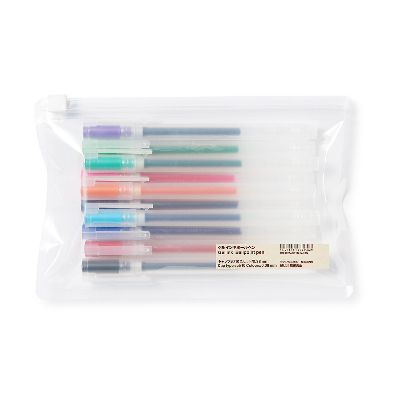 Coloured Gel Pens with Cap ‐ Pack of 10 ‐ 0.38 mm