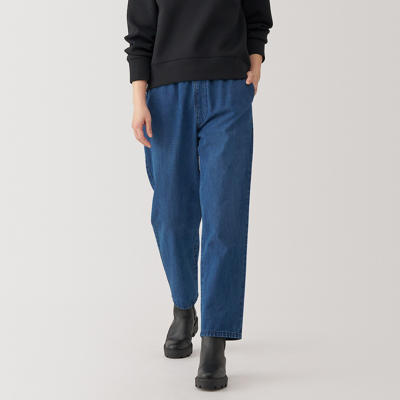 Women's Denim Loose Fit Tapered Leg Trousers