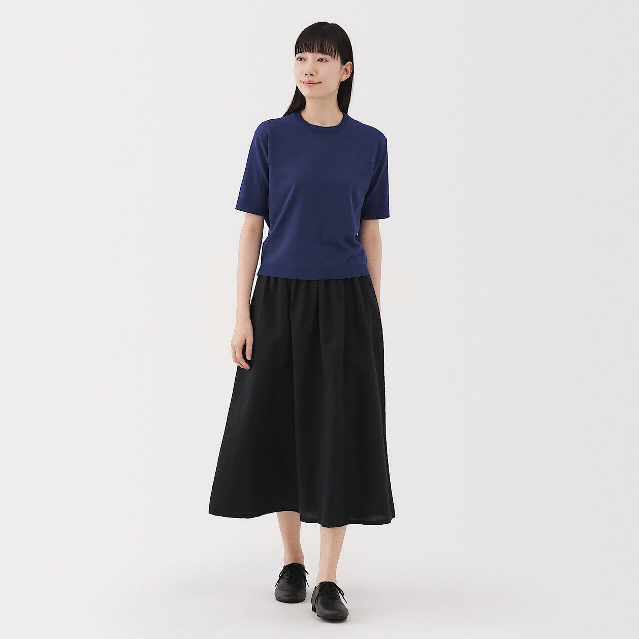 Women's High‐Twist Cotton Crew Neck Short Sleeve Jumper