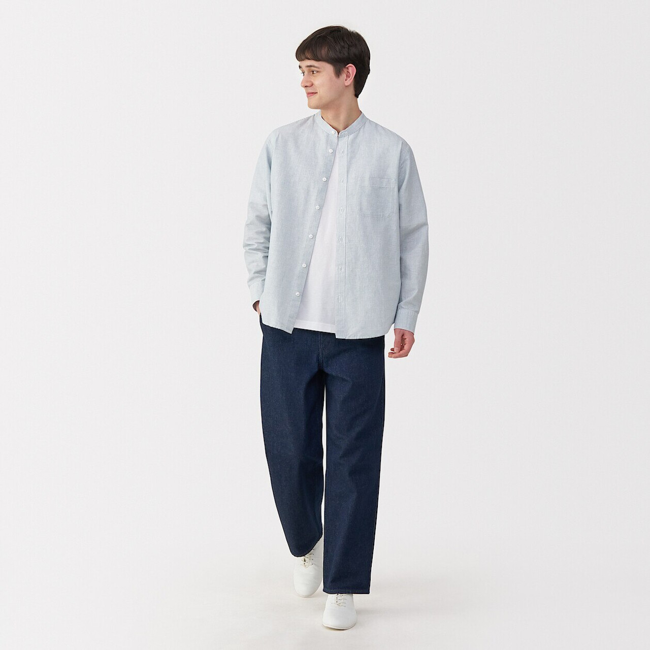 Men's Hemp Blend Grandad Collar Shirt