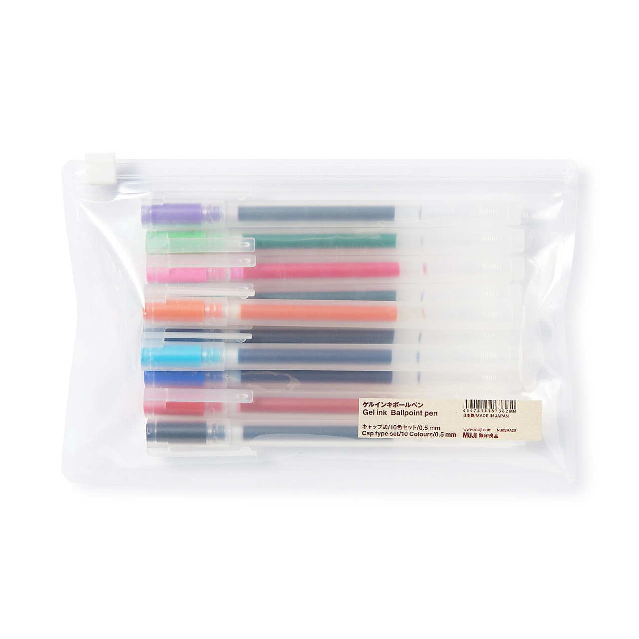 Coloured Gel Pens with Cap ‐ Set of 10 ‐ 0.5 mm
