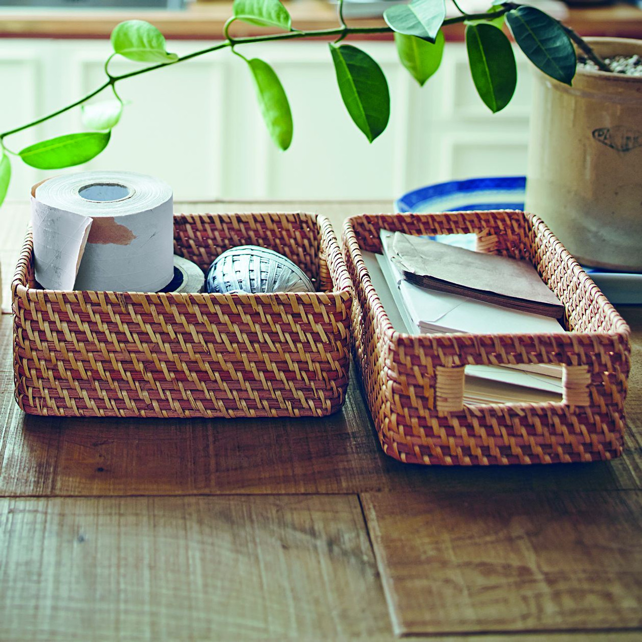 Rattan Basket with Handle 15x22x9cm