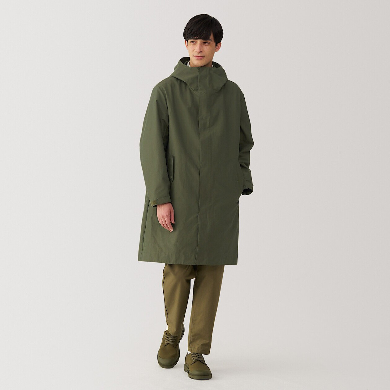 Men's Water‐Repellent Cotton Blend Hooded Coat