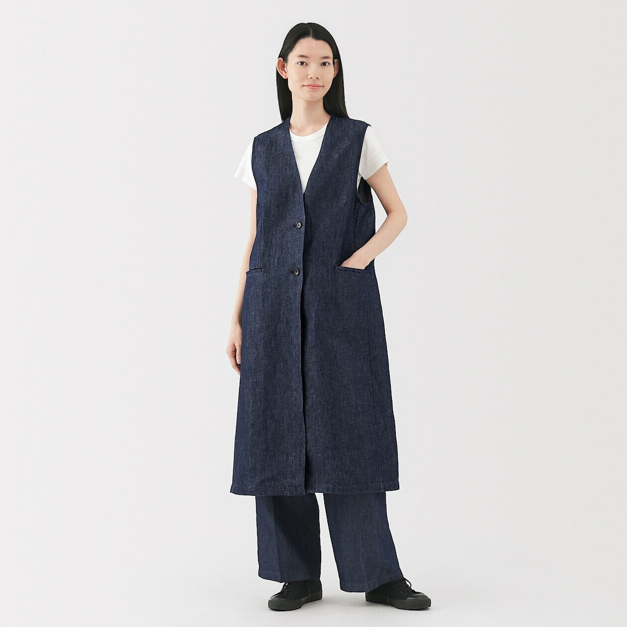 Women's Hemp Blend Denim Longline Waistcoat