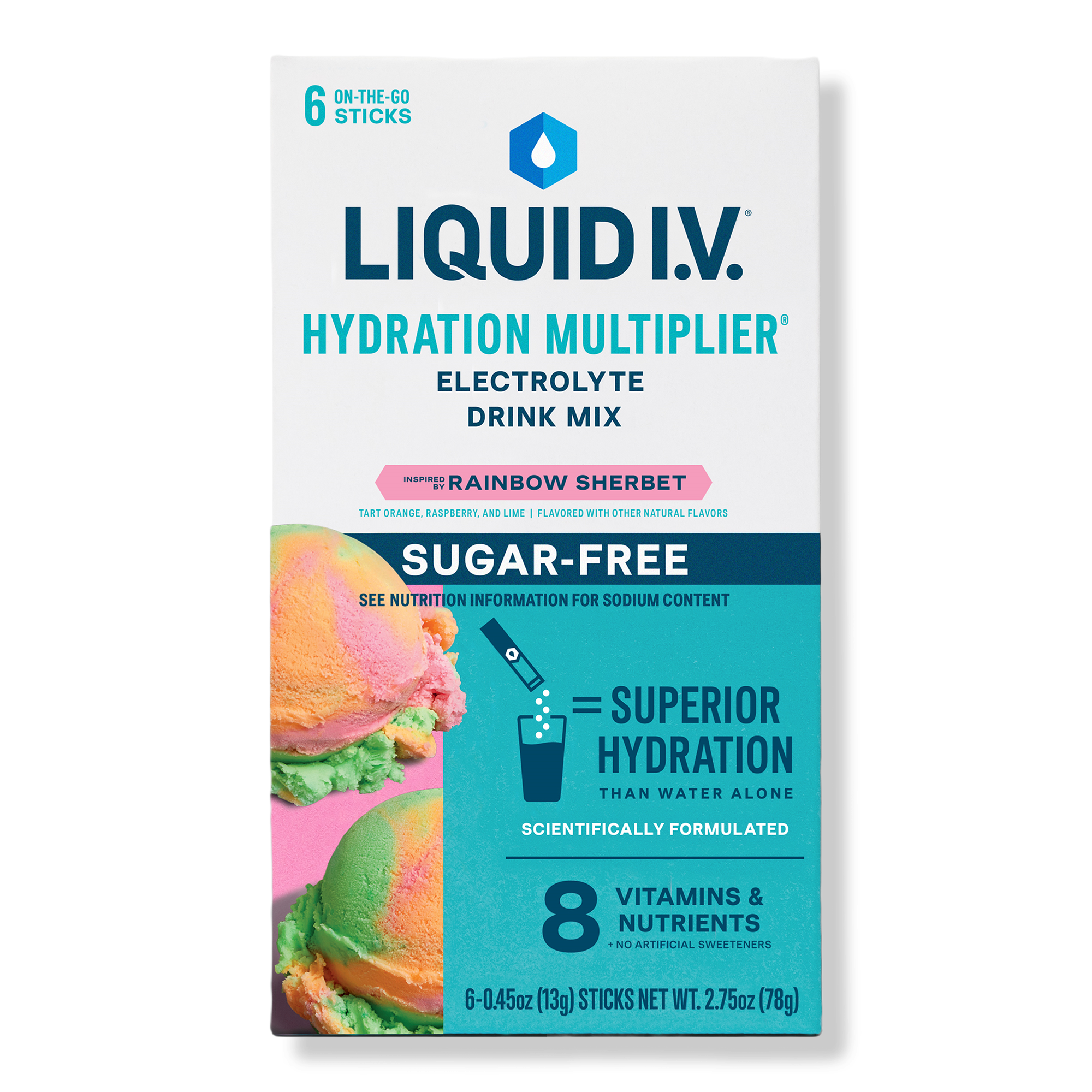 Hydration Multiplier Electrolyte Drink Mix Sugar Free Rainbow Sherbet - 6 ct