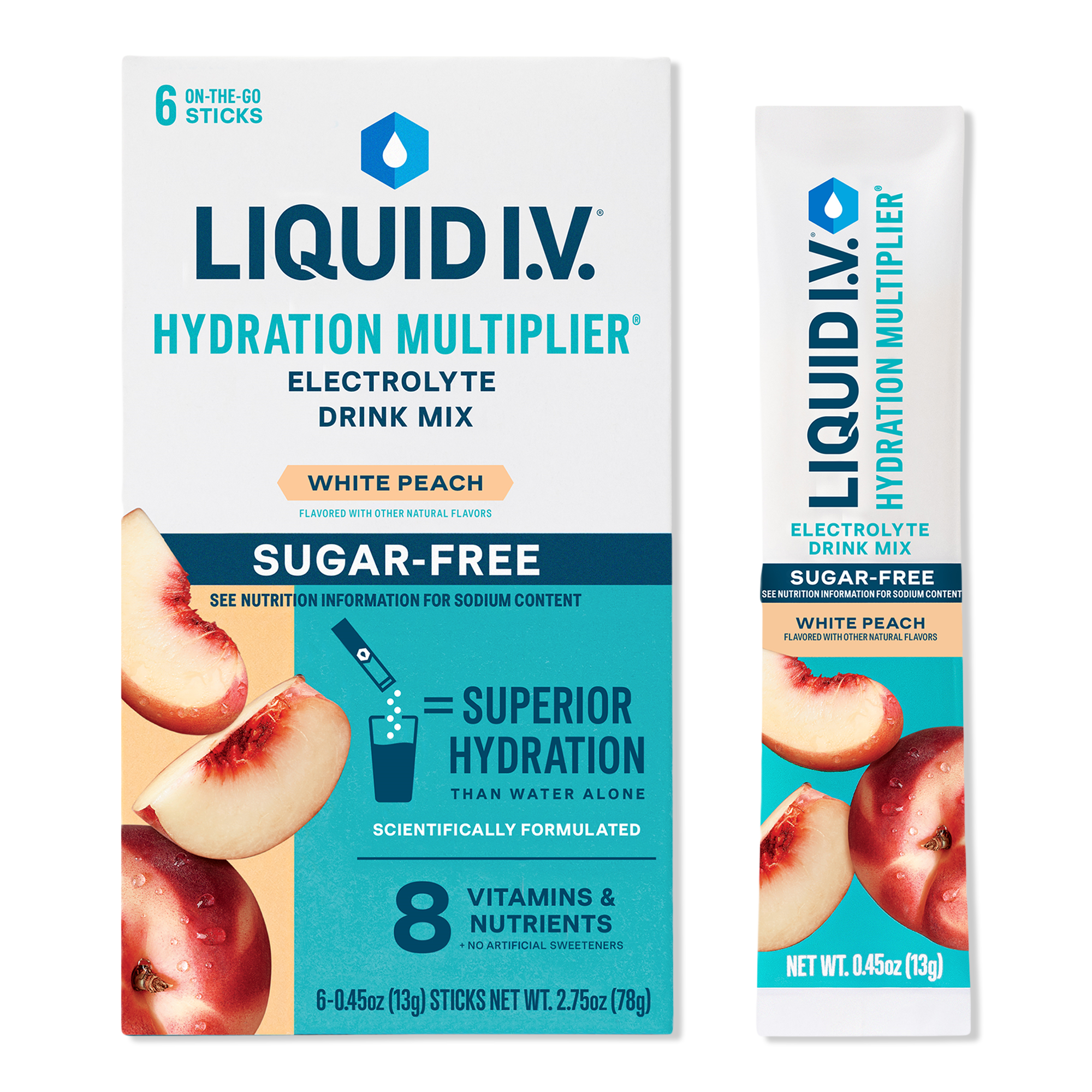Hydration Multiplier Electrolyte Drink Mix Sugar Free White Peach - 6 ct