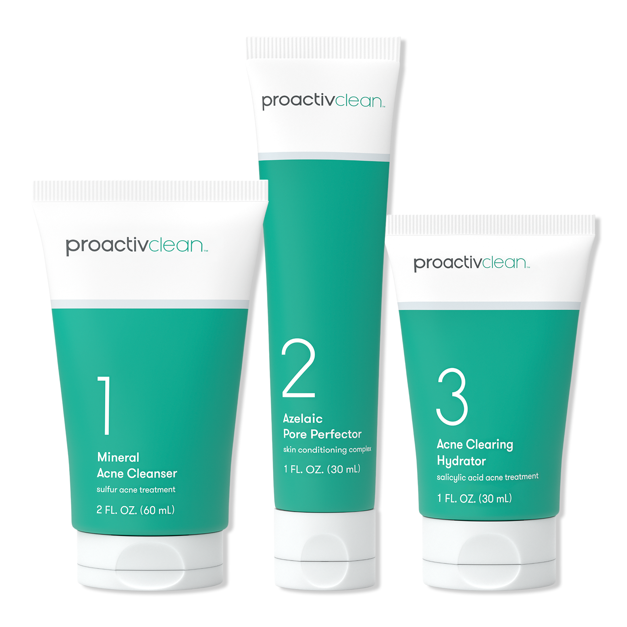 Proactiv Clean 3-Step Mild Acne-Fighting Treatment Routine + 15 Free Zits Happen™ Patches