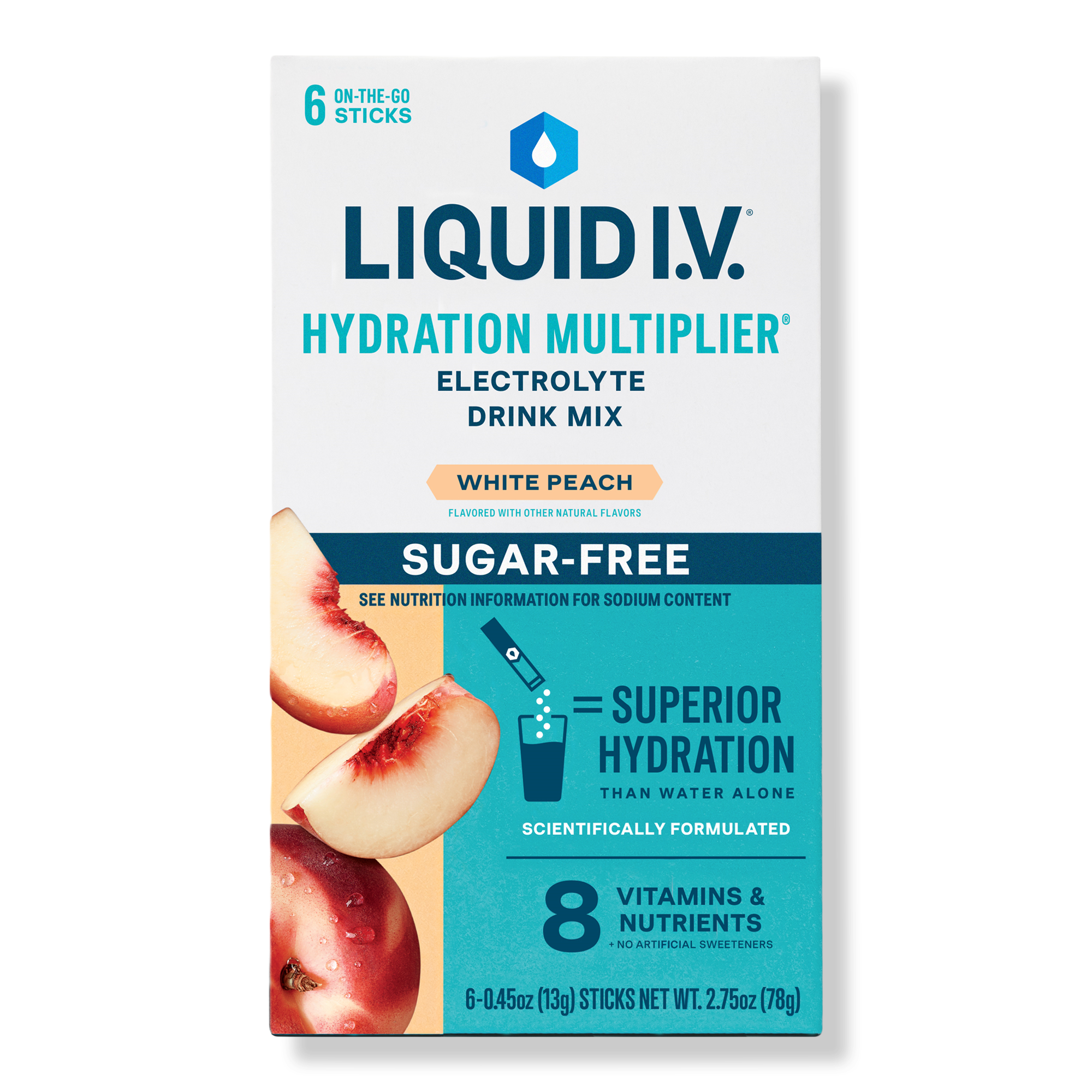 Hydration Multiplier Electrolyte Drink Mix Sugar Free White Peach - 6 ct