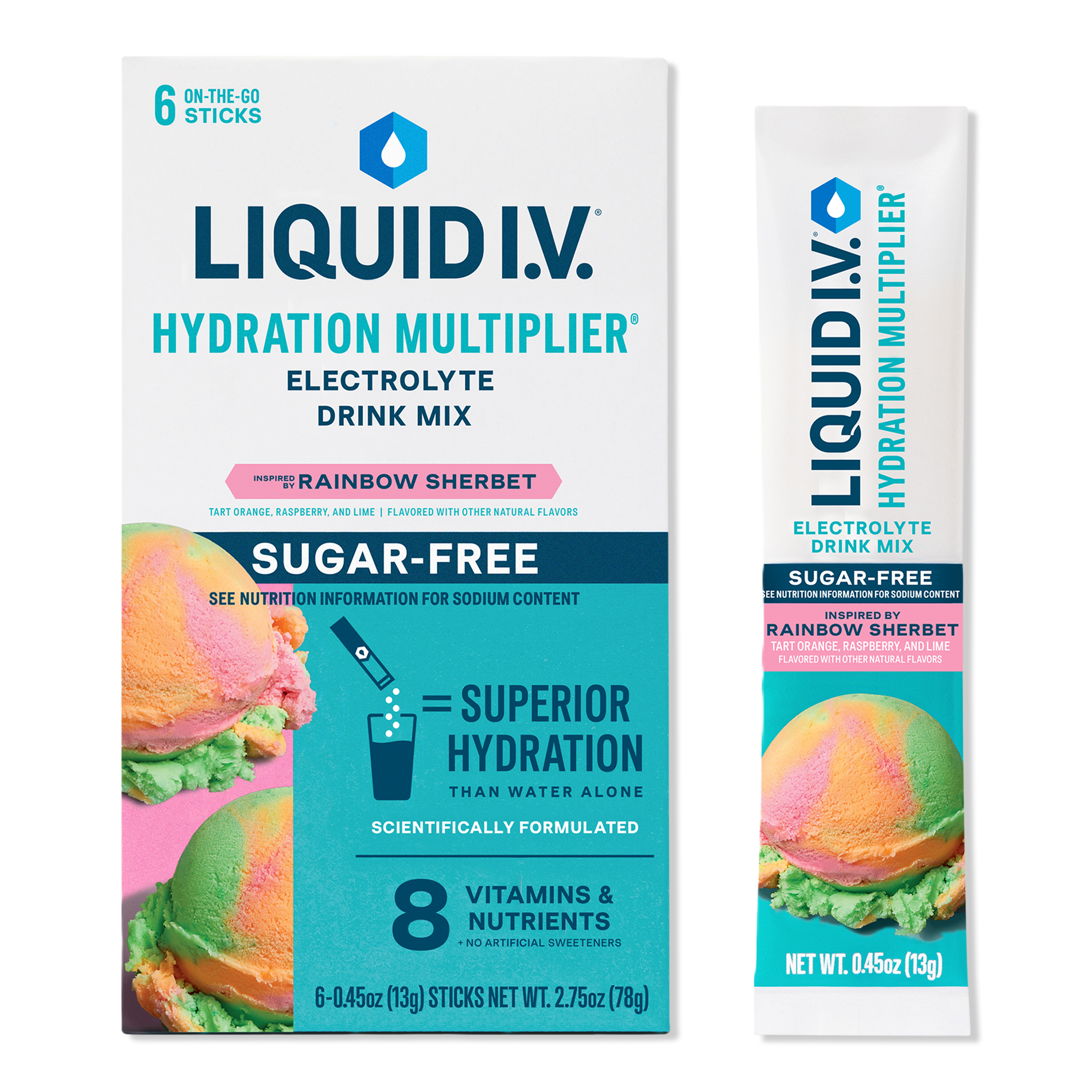 Hydration Multiplier Electrolyte Drink Mix Sugar Free Rainbow Sherbet - 6 ct