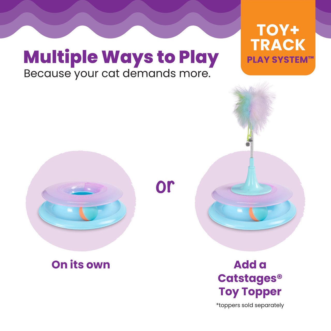 Race N' Chase Track Interactive Cat Ball Track Toy with Catnip Diffuser, Purple