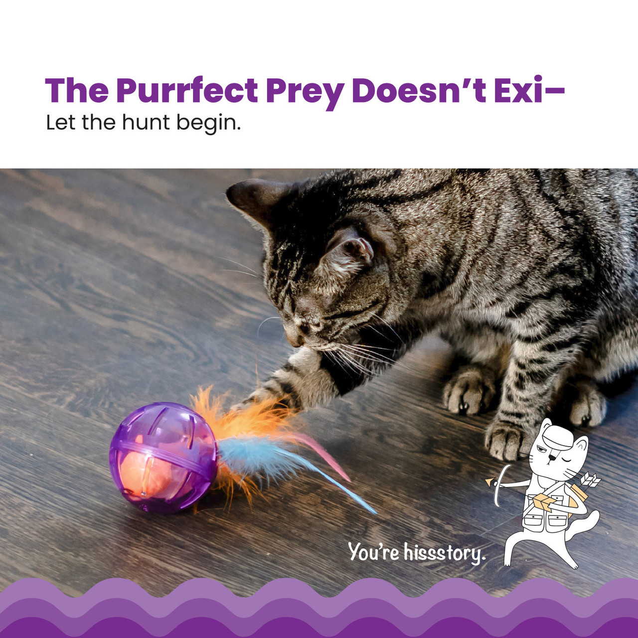 Hamster Ball Interactive Treat Stuffer for Cats with Plush Toy Inside, Purple