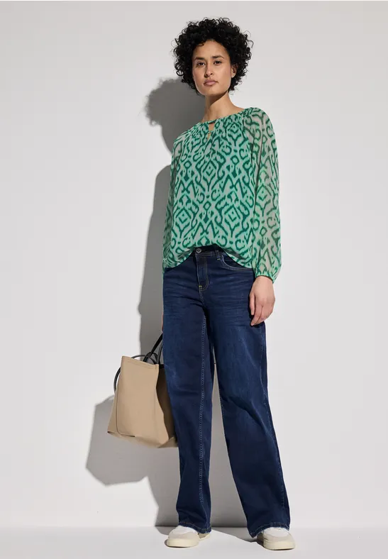 Gemusterte Chiffon-Bluse