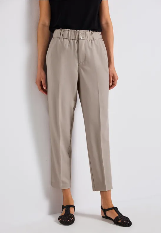 Melange-Look Paperbag Hose