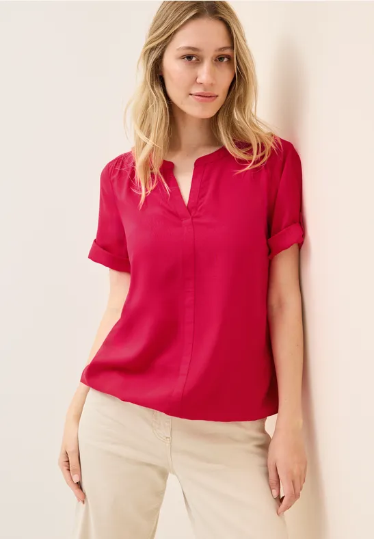 Split Neck Viskose-Bluse