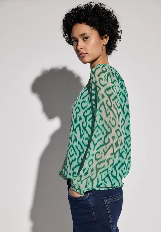 Gemusterte Chiffon-Bluse