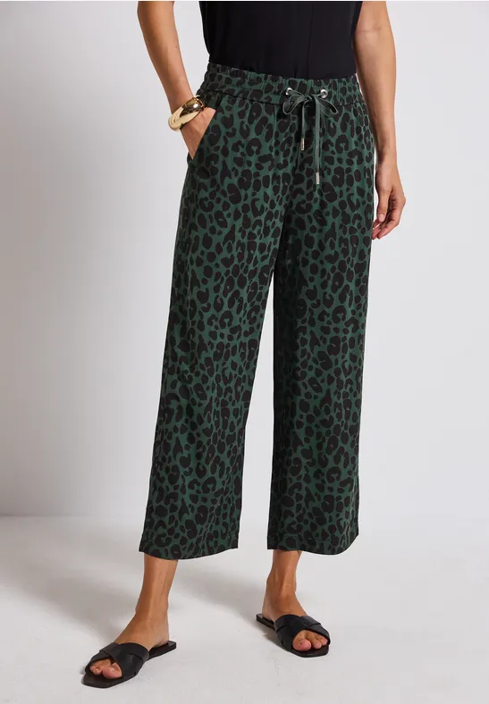 Wide Leg Hose mit Leo-Print